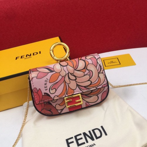 FENDI NANO BAGUETTE CHARM Sac en cuir d'origine Nappa 7AR844 Fleur
