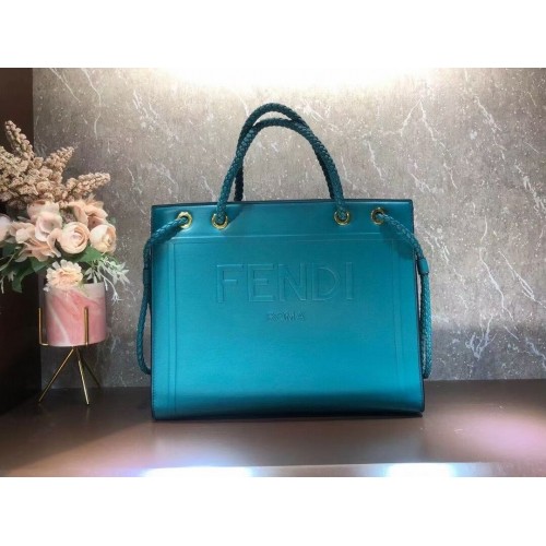 FENDI PACK MEDIUM SHOPPING BAG sac en cuir F1508 bleu