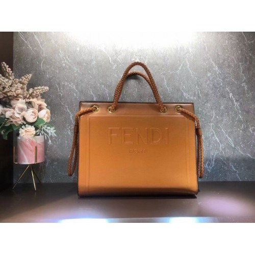 FENDI PACK MEDIUM SHOPPING BAG sac en cuir F1508 orange