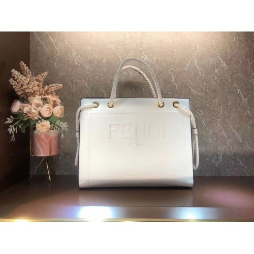 FENDI PACK MEDIUM SHOPPING BAG sac en cuir F1508 blanc
