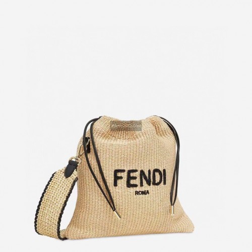 FENDI PACK PETITE POCHETTE Paille tressée Grand-sac F1529 abricot