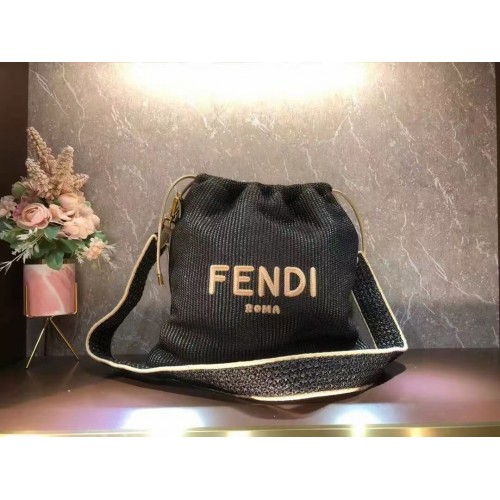 FENDI PACK PETITE POCHETTE Paille tressée Grand-sac F1529 noir