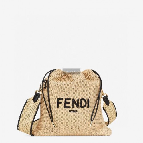FENDI PACK PETITE POCHETTE Paille tressée Grand-sac F1529 marron