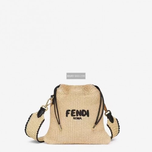 FENDI PACK PETIT POCHETTE Petit sac en paille tressée F1529 abricot