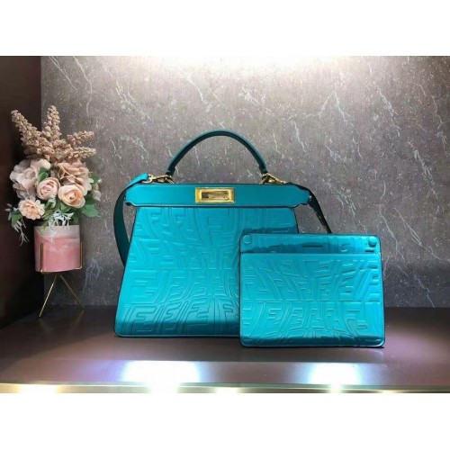 FENDI PEEKABOO ICONIC ESSENTIALLY sac en cuir F1519 bleu