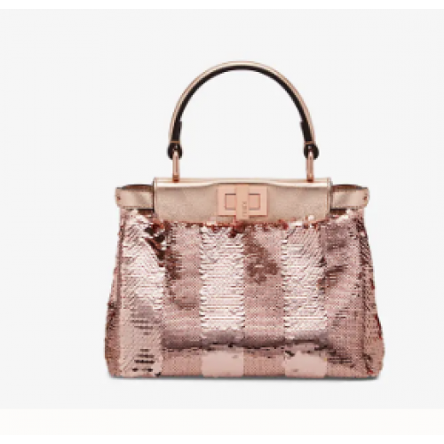 FENDI PEEKABOO ICONIC MINI sac à perles F1359 or rose
