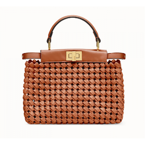 FENDI PEEKABOO ICONIC MINI sac en cuir 8BN244 marron