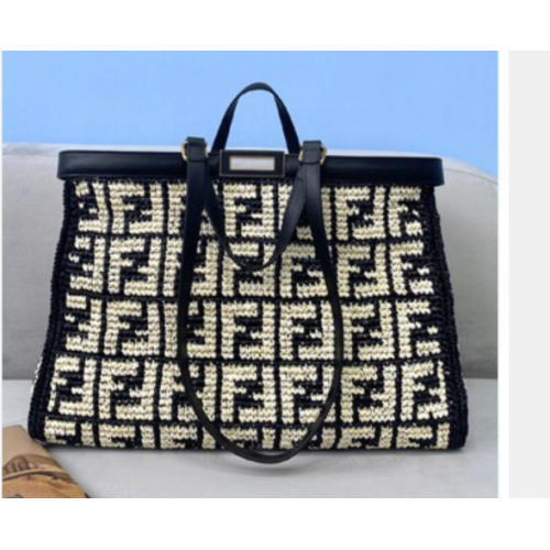 FENDI PEEKABOO ICONIC sac en cuir 8BN244 noir&blanc