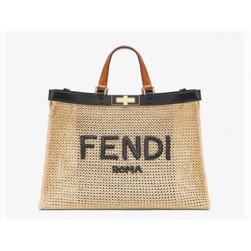 FENDI PEEKABOO sac en cuir ICONIC 8BN245 Beige