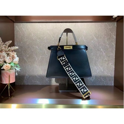 FENDI PEEKABOO ISEEU Sac moyen en cuir d'origine F1688 Noir