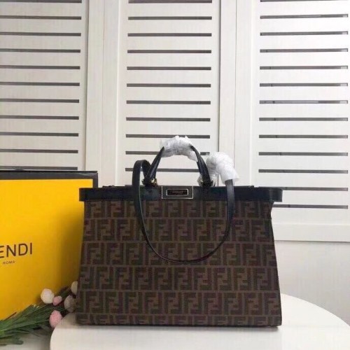 FENDI PEEKABOO X-TOTE sac en toile 8BH374A marron&noir