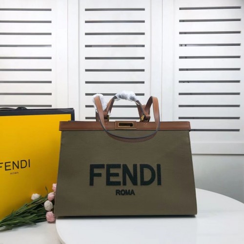 FENDI PEEKABOO X-TOTE sac en toile 8BH374B vert