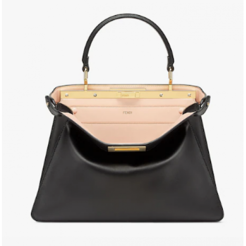 FENDI Peekaboo ISeeU Medium Rose Sac en cuir noir 8BN321A