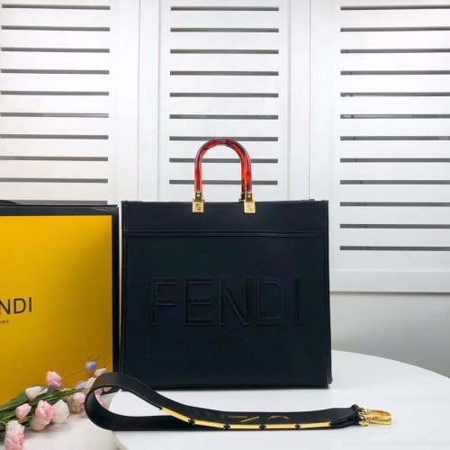 FENDI SUNSHINE GRAND shopper en flanelle 8BH371 noir