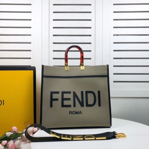 FENDI SUNSHINE GRAND shopper en flanelle 8BH371 vert