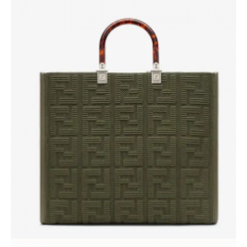 FENDI SUNSHINE MEDIUM sac en tissu FF 8BH386A vert
