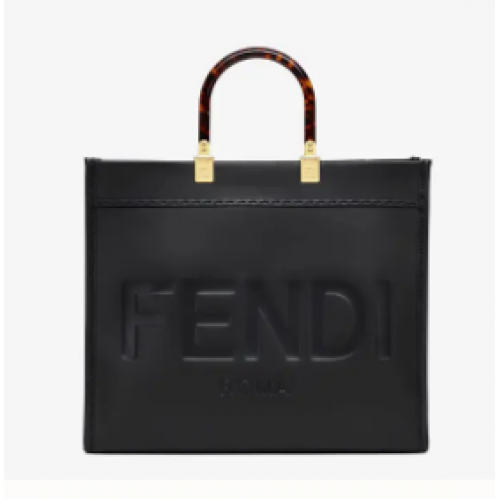 FENDI SUNSHINE MEDIUM shopper en cuir noir 8BH386A