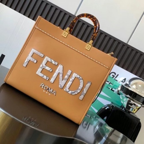 FENDI SUNSHINE MEDIUM shopper en cuir et élaphe 8BH386A marron
