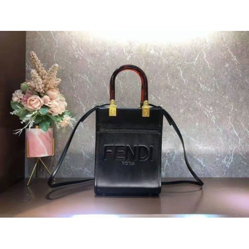 FENDI SUNSHINE SHOPPER mini-sac en cuir F1620 noir