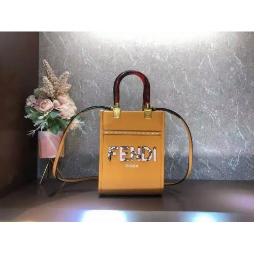FENDI SUNSHINE SHOPPER mini-sac en cuir F1620 orange