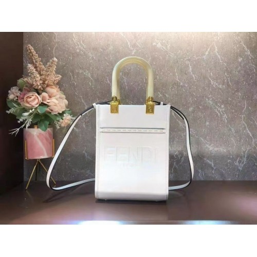 FENDI SUNSHINE SHOPPER mini-sac en cuir F1620 blanc
