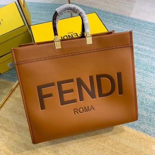FENDI SUNSHINE grand cabas en cuir marron 8BH387A
