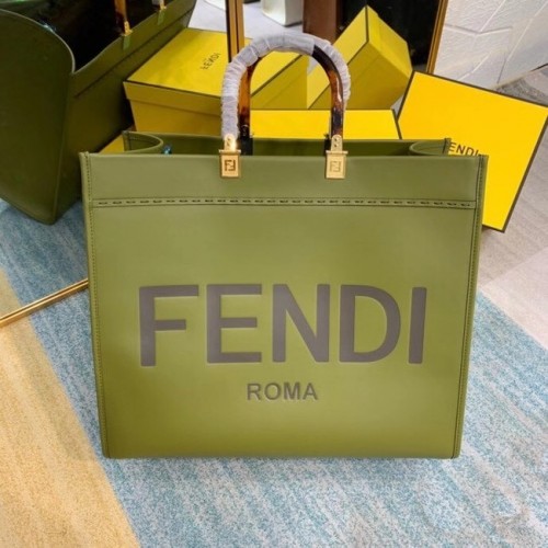 FENDI SUNSHINE grand cabas en cuir vert 8BH387A