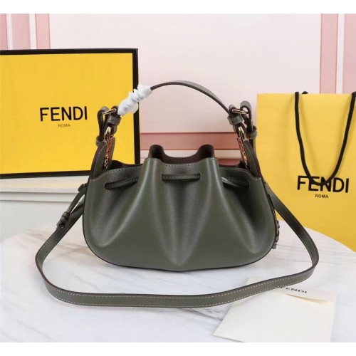 FENDI TOUCH sac en cuir 8BS059 vert noirâtre