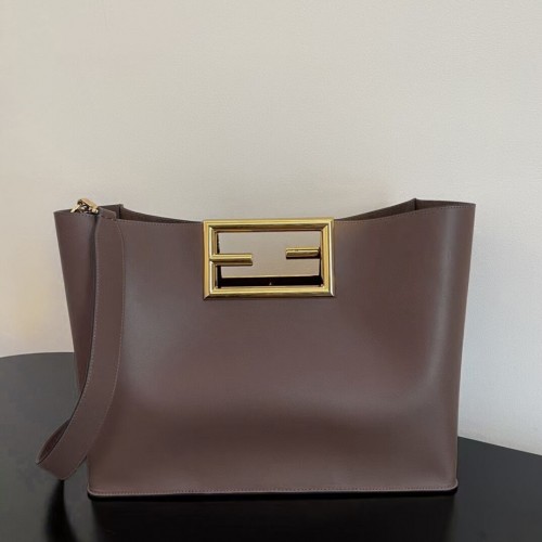 FENDI WAY MEDIUM sac en cuir 8BH391AAI Marron foncé