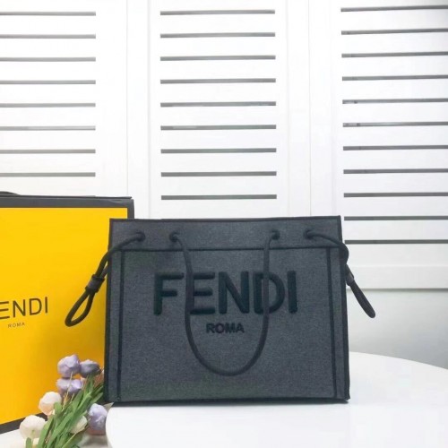 FENDI sac en toile F6501 gris foncé