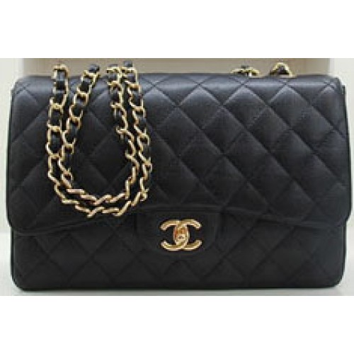 Mode Chanel Original Caviar Leather Flap Bag A28600 Noir Or