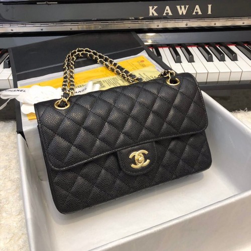 Mode Chanel Original Caviar Leather Classic Flap Bag A28601 Noir
