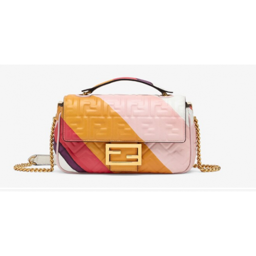 Fendi Baguette Chain Midi Sac en cuir avec imprimé multicolore 8BR6525