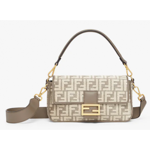 Fendi Baguette Sac en tissu tapisserie FF gris tourterelle 8BS010A