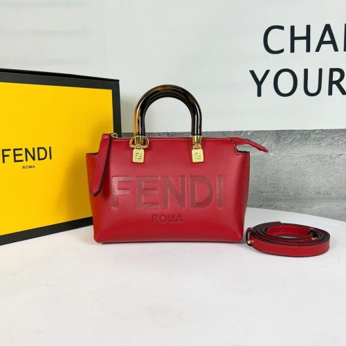 Fendi By The Way Mini Petit sac Boston en cuir 8BS067A rouge