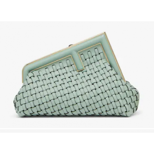 Fendi First Small Sac entrelacé en cuir vert menthe 8BP129A vert