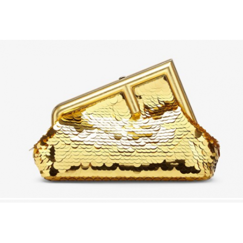 Fendi First Small sac à sequins 8BP129 or