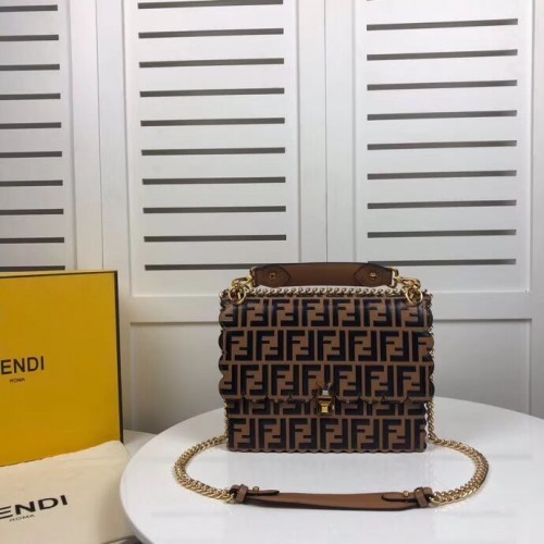 Fendi KAN IF sac en cuir 8BF053 Marron
