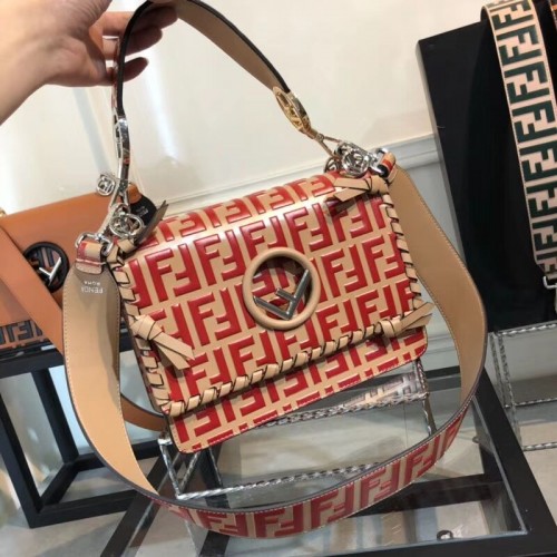 Fendi KAN I LOGO Sac à main moyen 8BT284 rouge