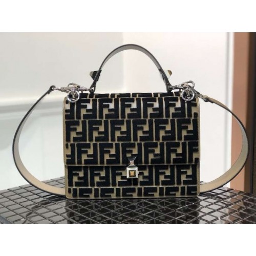 Fendi KAN I Sac en tissu multicolore 8BT283A noir&Kaki