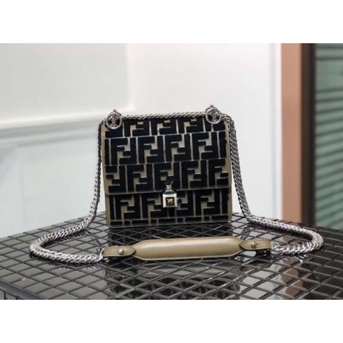 Fendi KAN I SMALL Mini-sac en tissu multicolore 8BT0381 black&Khaki