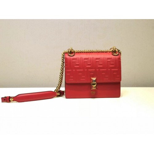 Fendi KAN I SMALL Mini-sac en tissu multicolore 8BT0381 rouge