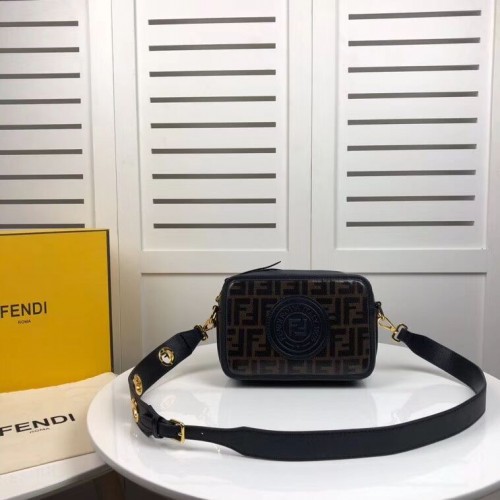 Fendi MINI CAMERA CASE Sac en toile multicolore 8BF097 noir