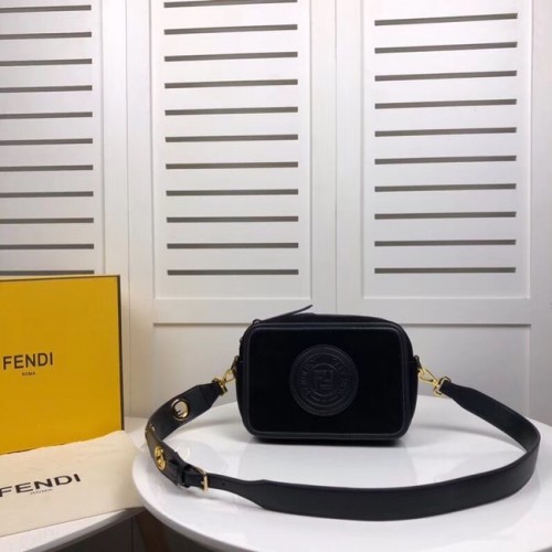 Fendi MINI CAMERA CASE sac en daim 8BS019A noir