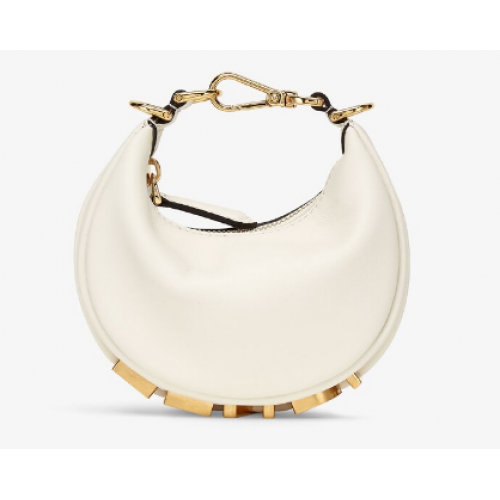 Fendi Nano Fendigraphy Breloque en cuir blanc 7AS089A