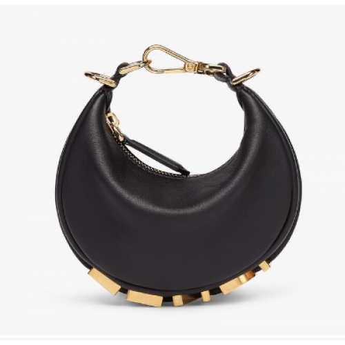 Fendi Nano Fendigraphy breloque en cuir noir 7AS089A