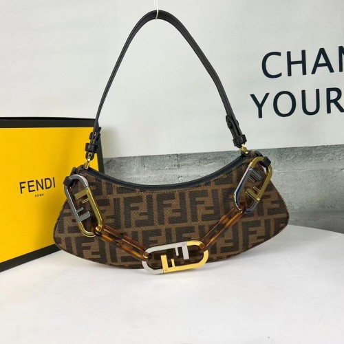 Fendi O Lock Swing pochette en cuir vert menthe 8BS068A marron