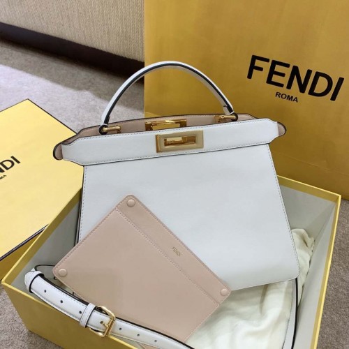 Fendi PEEKABOO ISEEU sac en cuir BLANC EST-OUEST 8BN323