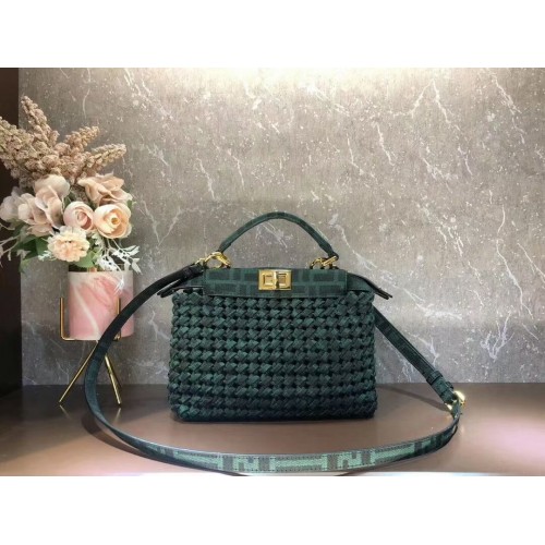 Fendi PEEKABOO ISEEU Weave Bag F4587 vert noirâtre