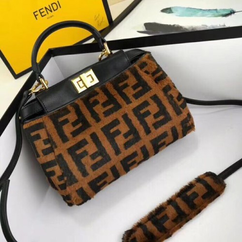 Fendi PEEKABOO REGULAR Crin de cheval F3302 Noir